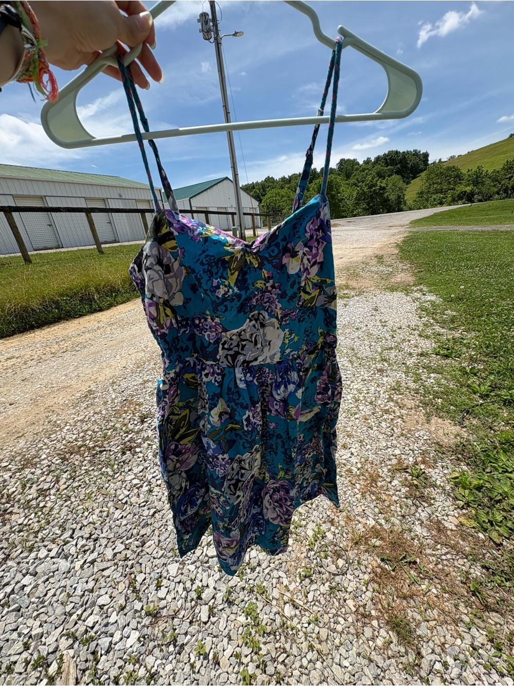 Xhilaration Purple Teal Floral Smocked Sundress